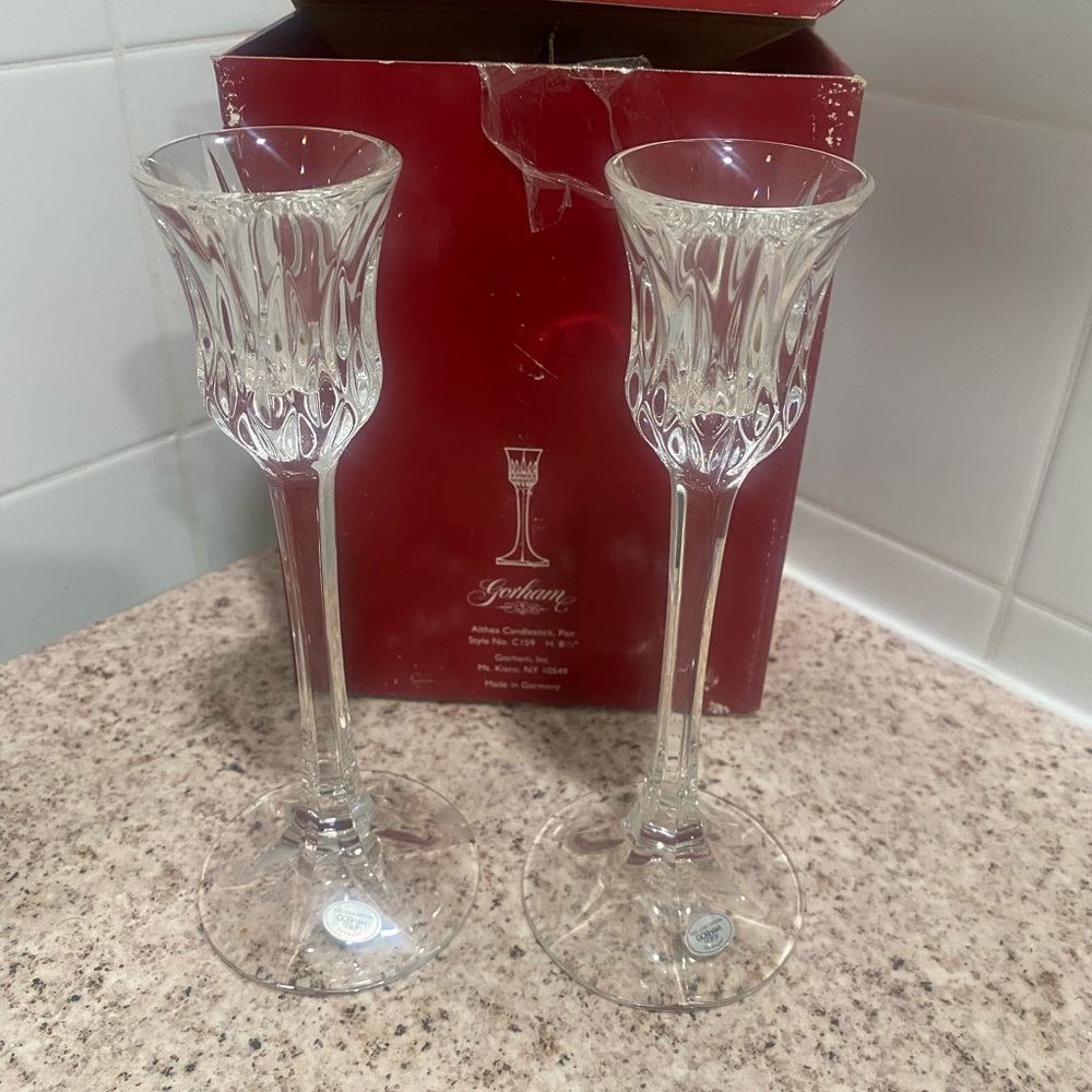 Gorham Althea Crystal Candlesticks Pair